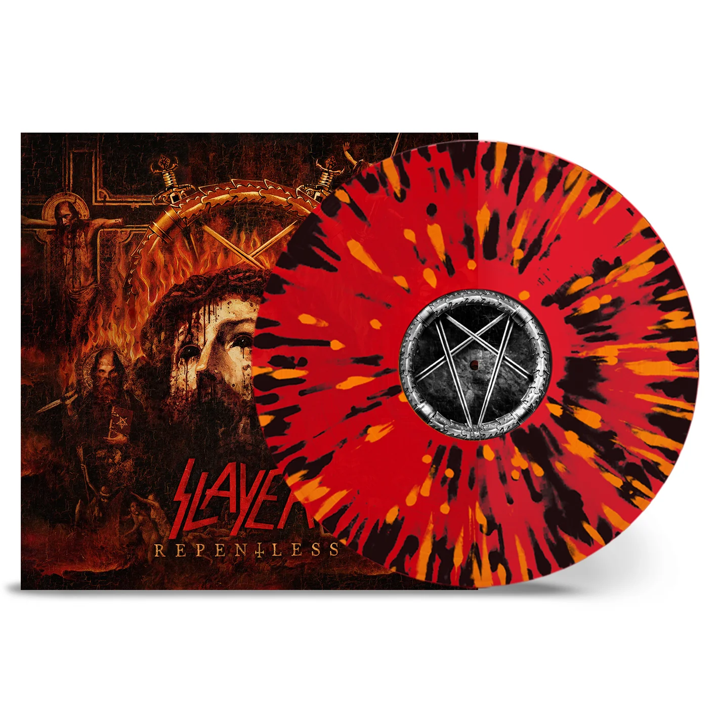 slayer repentless transparent red with solid orange/black splatter
