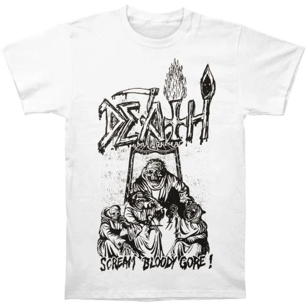 Death - Scream Bloody Gore Line Art (White)