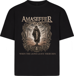 Black Oversize T shirt – When The Lions (Brown Print)